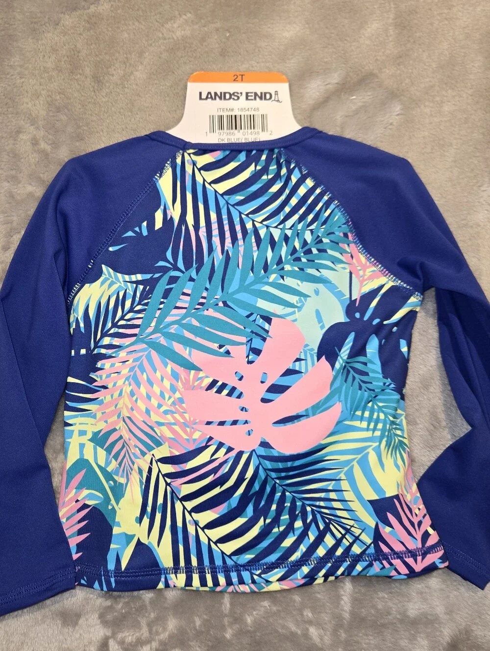 Lands' End Girls' Palm Design Long Sleeve 3 Piece Set- Blue/Multi Color size 2T